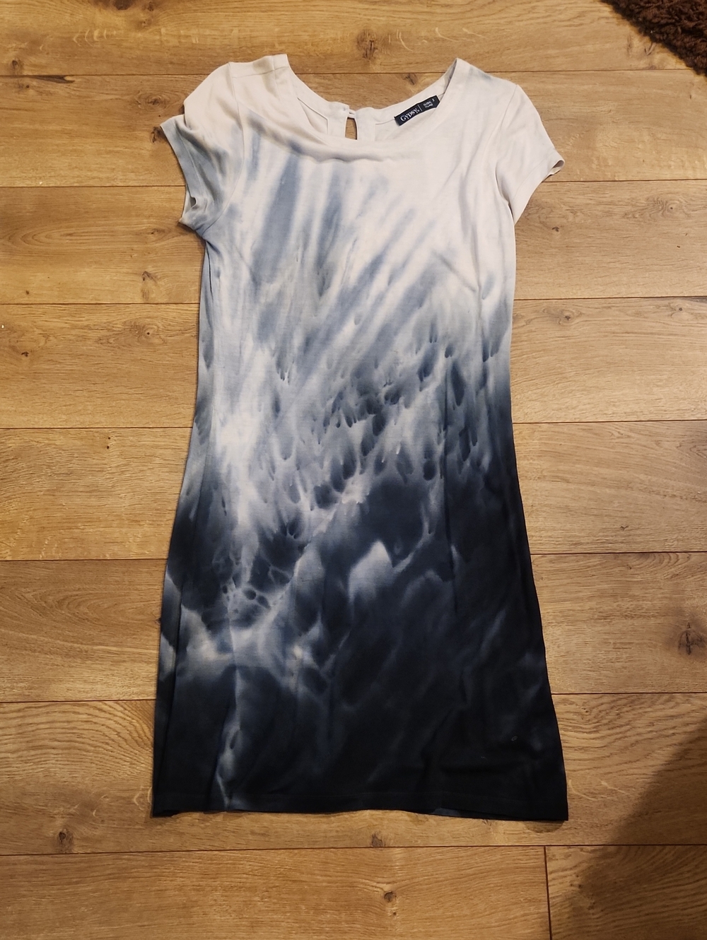 Gypsy White to Navy Ombre Tie-Dye Cap Sleeve Dress
